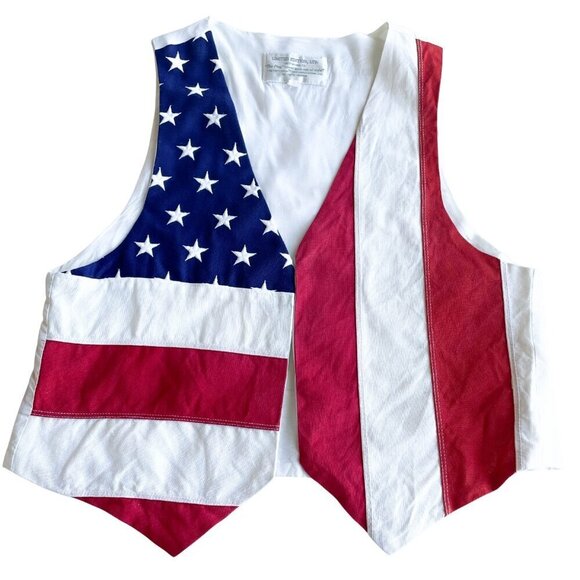 Vintage 1993 Limited Edition, LTD. San Francisco USA American Flag Vest - Size L - Picture 1 of 8